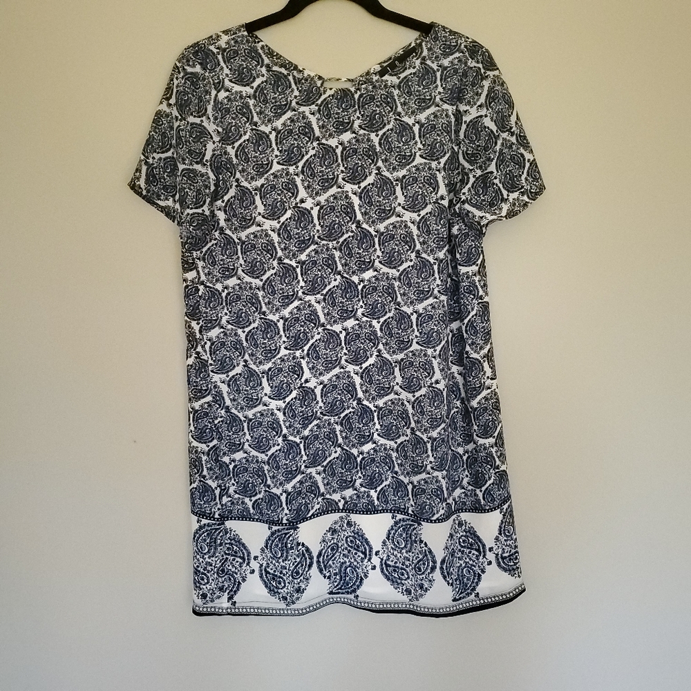 Lulus blue/white paisley print midi dress M